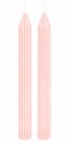 Rillenkerzen Pastell-Rosa &ndash; Gerillte Stabkerzen 25...
