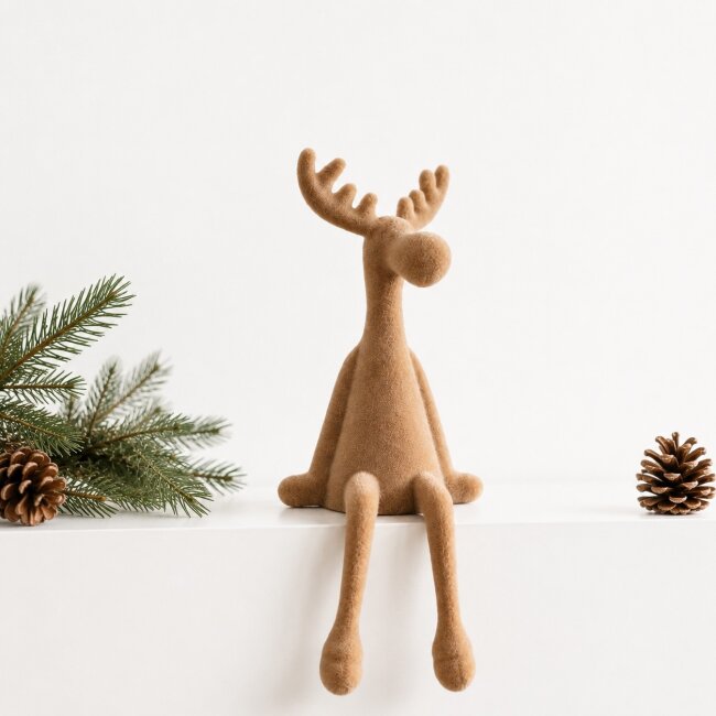 Kantenhocker Elch Samt beige