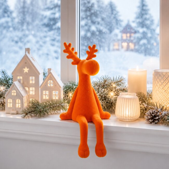 Kantenhocker Elch Samt orange