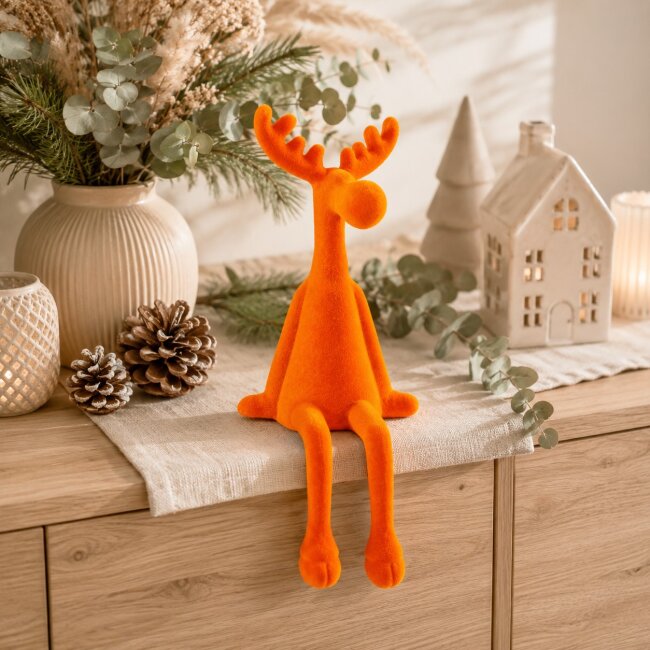 Kantenhocker Elch Samt orange