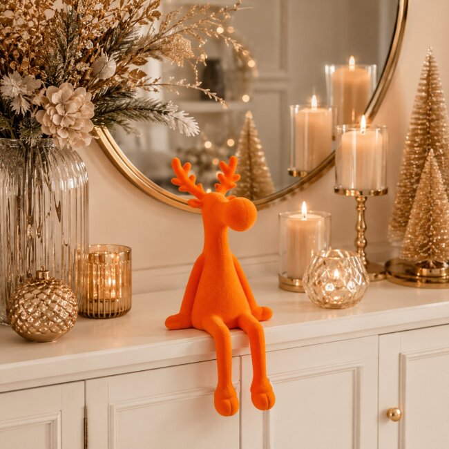 Kantenhocker Elch Samt orange