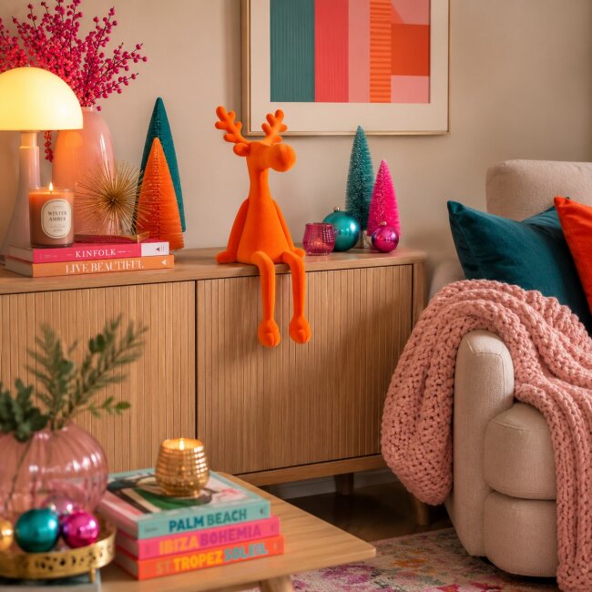 Kantenhocker Elch Samt orange