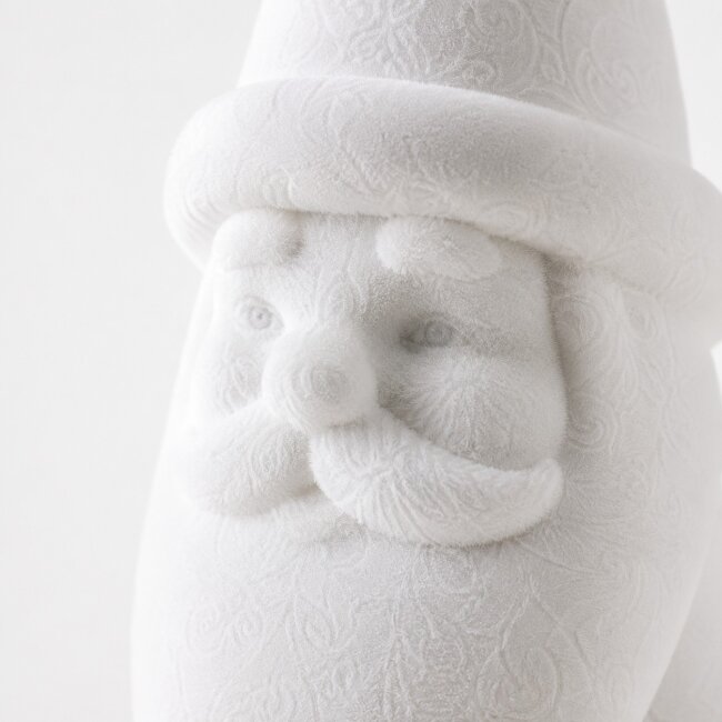 Dekofigur Santa aus Samt in Wei&szlig; H 30 cm