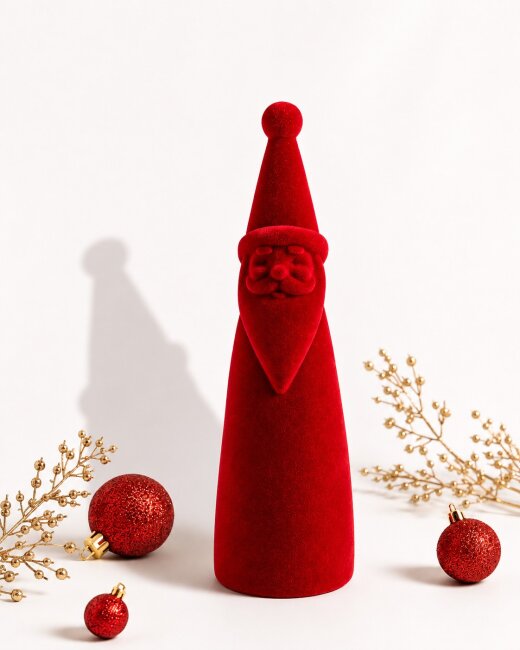 Dekofigur Santa aus Samt in Rot H 30 cm