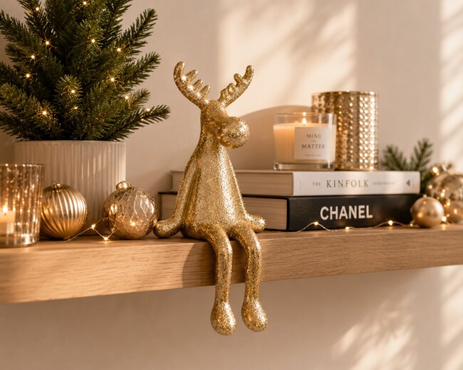 Kantenhocker Elch Gold Glitzer