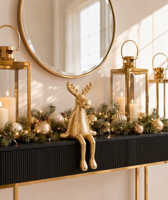 Kantenhocker Elch Gold Glitzer