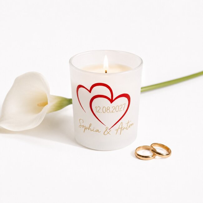 Personalisierte Hochzeitskerze im Glas &ndash; mit Namen &amp; Hochzeitsdatum