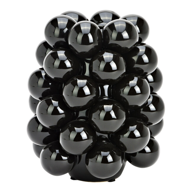Blumenvase Bubble Schwarz aus Porzellan &ndash; Moderne Designvase mit Kugelstruktur &ndash; 17 cm