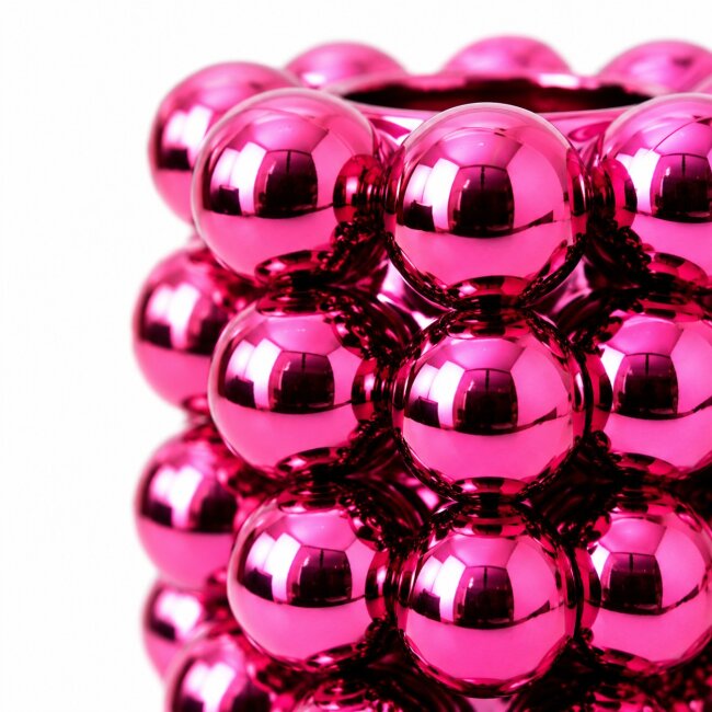 Blumenvase Bubble Pink aus Porzellan &ndash; Moderne Designvase mit Kugelstruktur &ndash; 17 cm