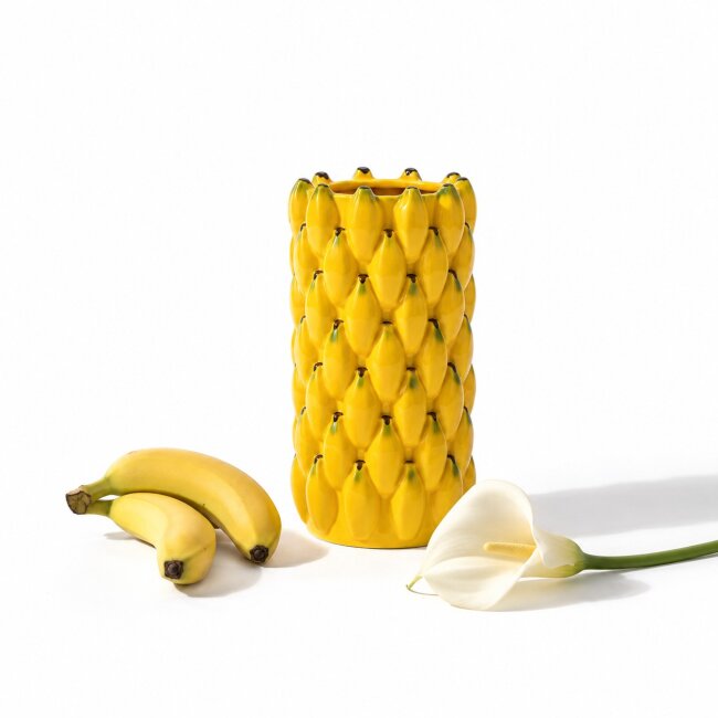 Blumenvase Bananen aus Keramik &ndash; Dekovase 22 cm