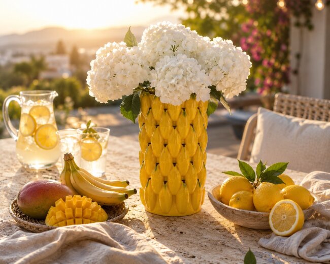Blumenvase Bananen aus Keramik &ndash; Dekovase 22 cm