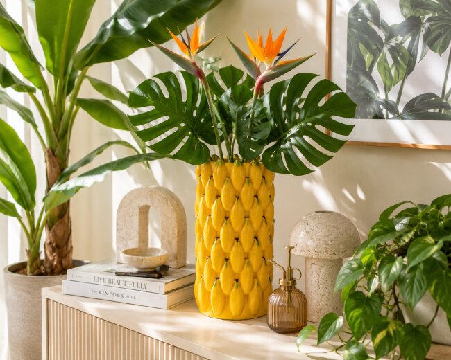 Blumenvase Bananen aus Keramik &ndash; Dekovase 22 cm