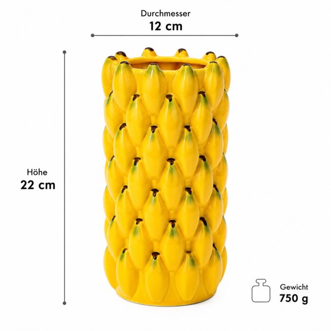 Blumenvase Bananen aus Keramik &ndash; Dekovase 22 cm