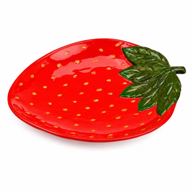 Servierteller Erdbeere aus Keramik &ndash; Dekoteller 26 cm