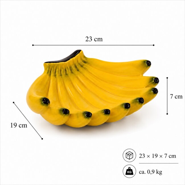 Obstschale Banane aus Keramik &ndash; Dekoschale &amp; Servierschale 23 cm
