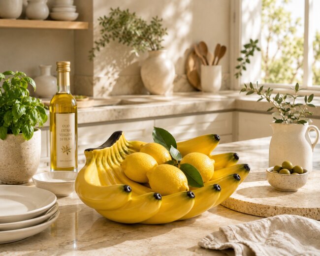 Obstschale Banane aus Keramik &ndash; Dekoschale &amp; Servierschale 23 cm