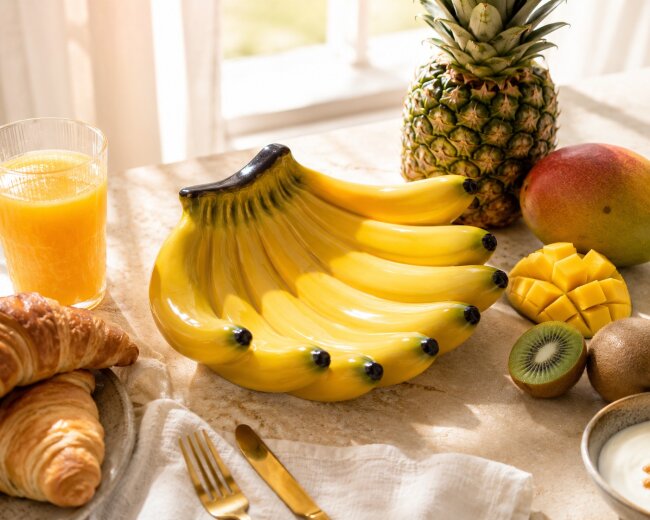 Obstschale Banane aus Keramik &ndash; Dekoschale &amp; Servierschale 23 cm