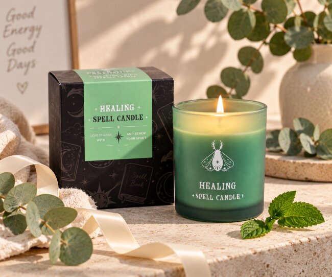 Duftkerze Healing Spell &ndash; Eukalyptus &amp; Minze &ndash; 35 Stunden