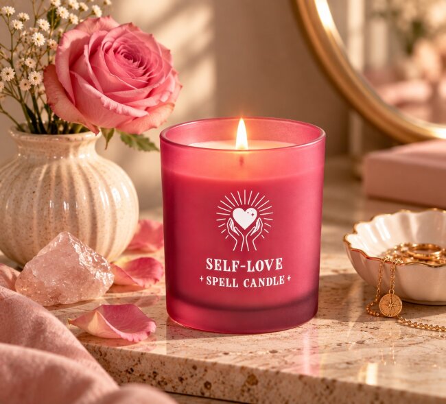 Duftkerze Self Love &ndash; Rose &amp; Vanille &ndash; 35 Stunden