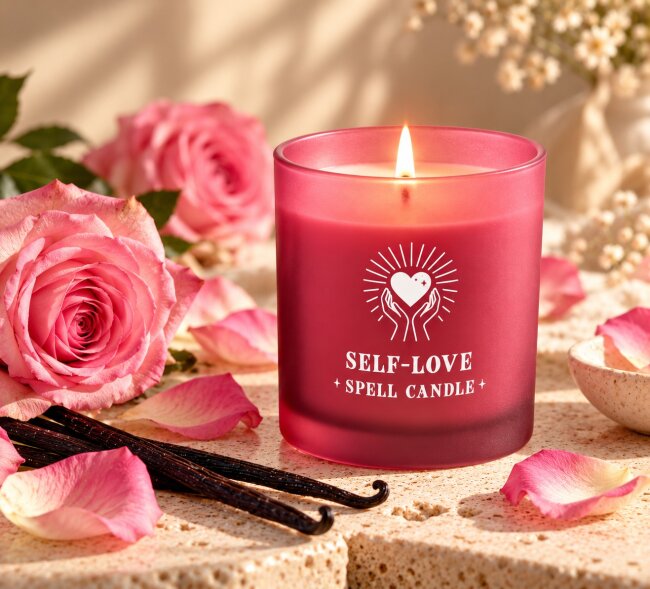 Duftkerze Self Love &ndash; Rose &amp; Vanille &ndash; 35 Stunden
