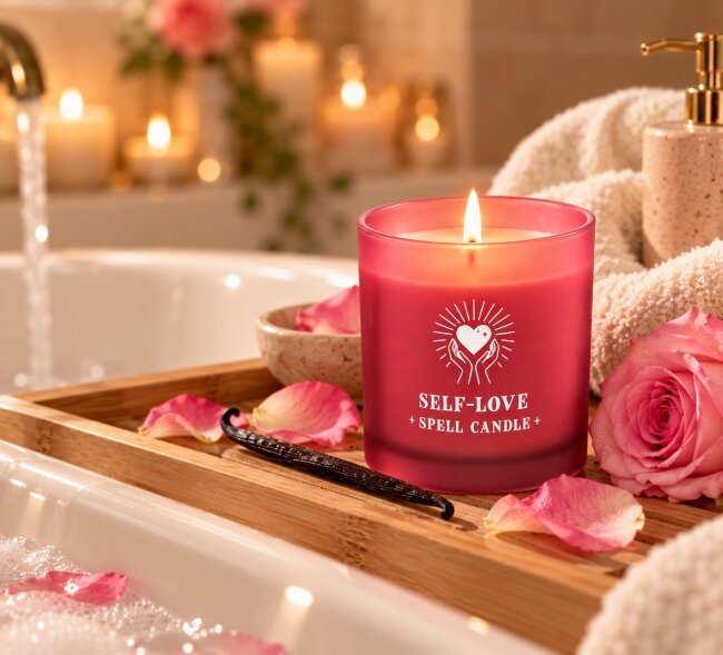 Duftkerze Self Love &ndash; Rose &amp; Vanille &ndash; 35 Stunden