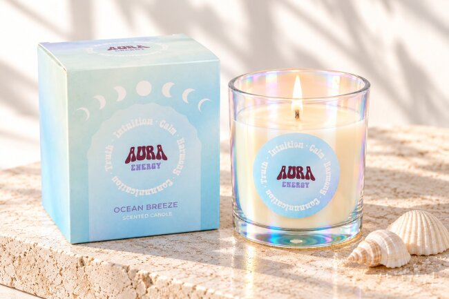 Duftkerze Aura Energy &ndash; Ocean Breeze &ndash; Meeresduft &ndash; 35 Stunden