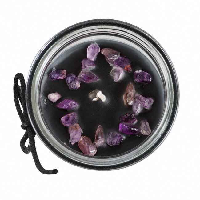 Kristallhexe Duftkerze im Glas &ndash; Jasmin &amp; Amethyst | Vegane Kerze mit Kristallsplittern