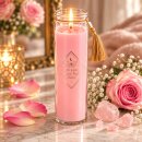 Duftkerze Rose mit Rosenquarz &ndash; Rosa Kerze im Glas...