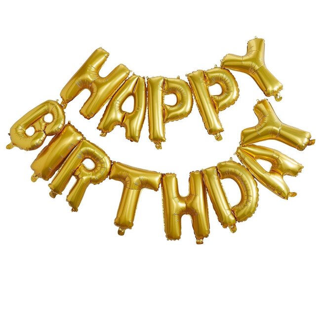 Happy Birthday Luftballon-Girlande in Gold